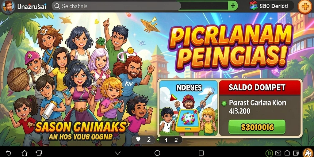 Tangkapan layar menunjukkan lingkungan permainan yang penuh warna.